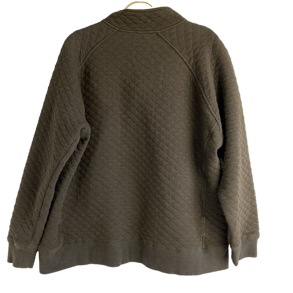 Eddie Bauer Quilted Henley Pullover Sweater Men XL Brown Mock Neck Preppy Knit - Picture 3 of 10